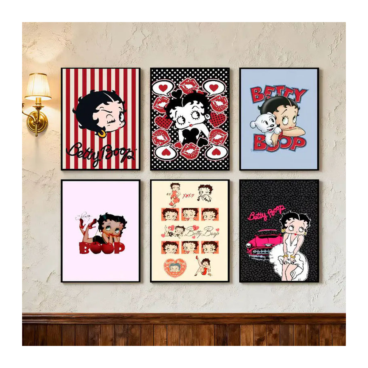 Betty Boop Kunstdruck von Kayou im Vintage-Stil als rotes Porträt-Poster aus Papier für deine Wanddekoration - Bild 3
