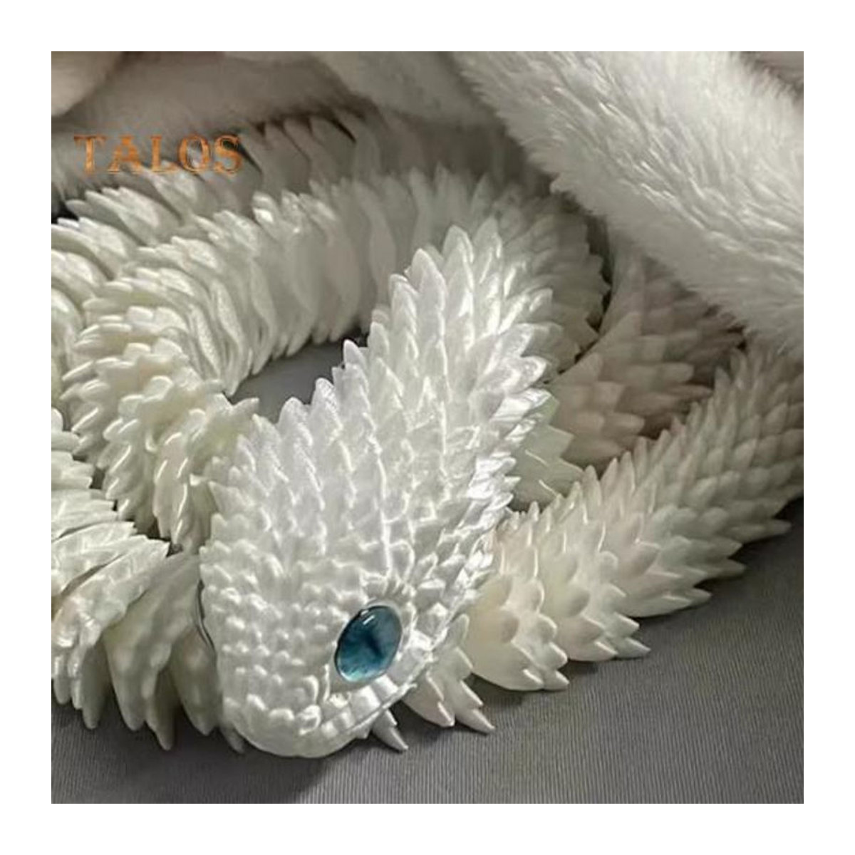 Bewegliche 3D-gedruckte Schlangenfigur aus Kunststoff in Weiß, artikuliertes Tiermodell als Desktop-Dekoration und Ornament, Länge: 45 cm - Bild 5