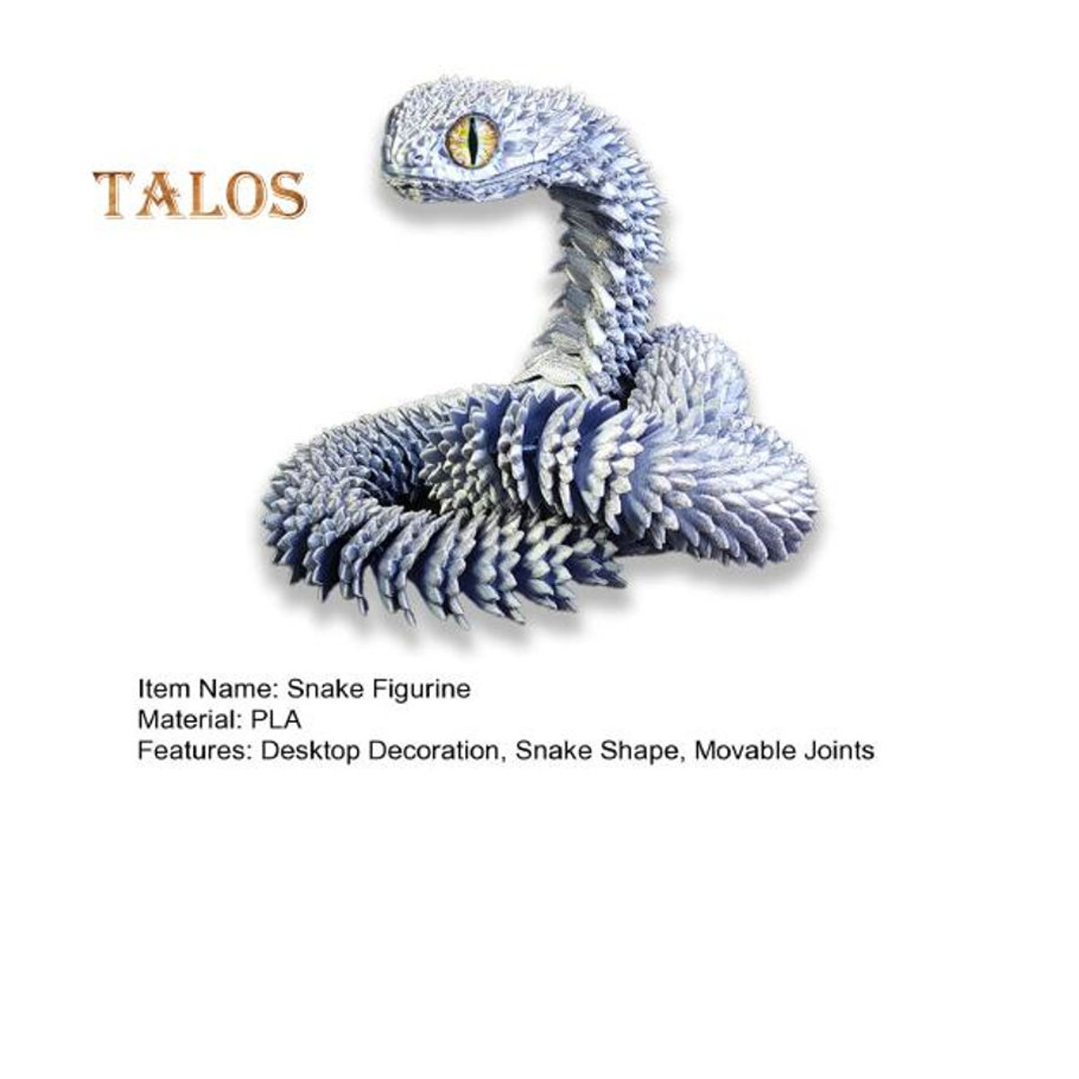 Bewegliche 3D-gedruckte Schlangenfigur in Grün als artikuliertes Tiermodell aus Kunststoff zur Desktop-Dekoration - Bild 4