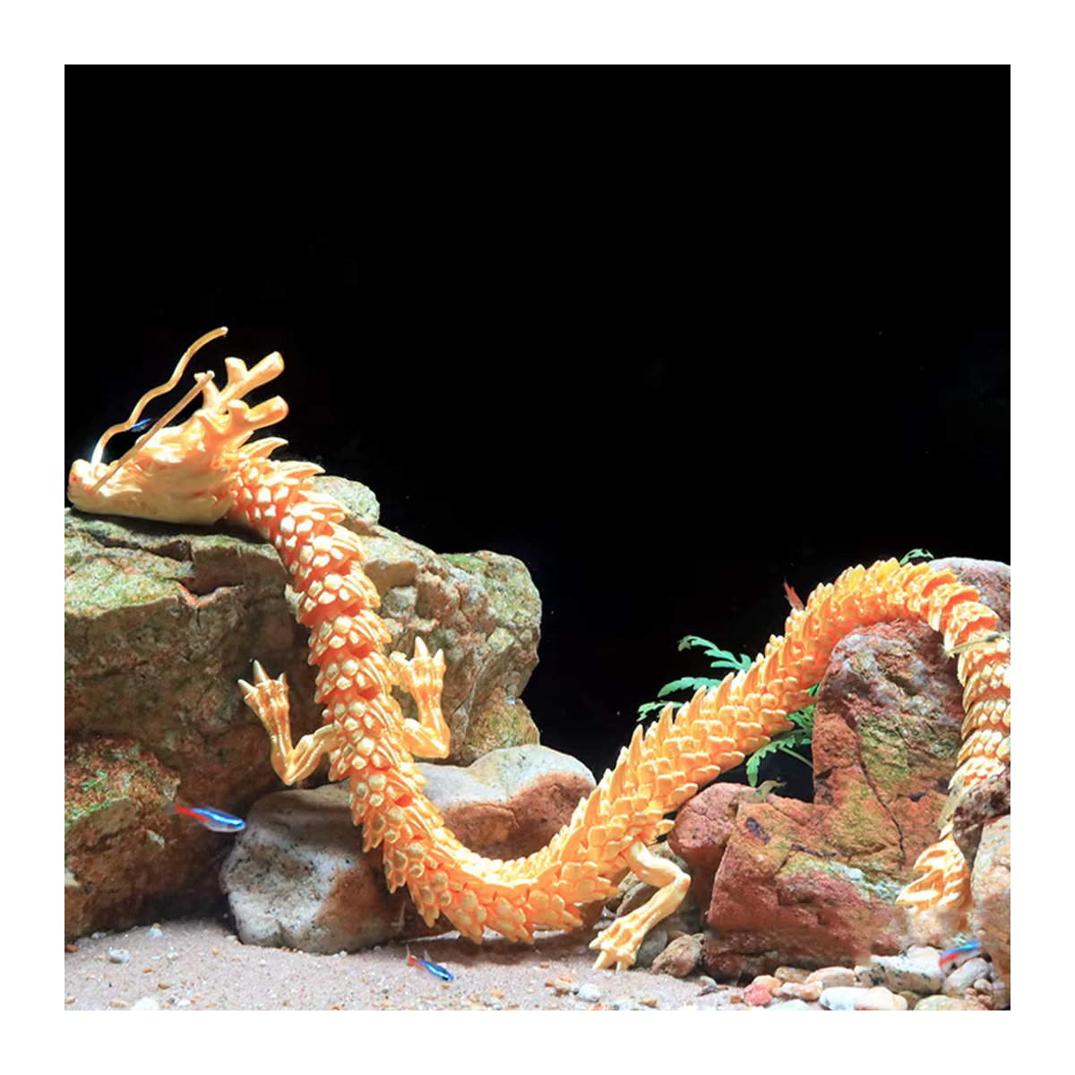 Bewegliches Drachenornament in Multicolor, 3D-gedruckte Aquarium-Dekoration und Steingarten-Landschaftsbau-Figur, Höhe: 30 cm - Bild 3
