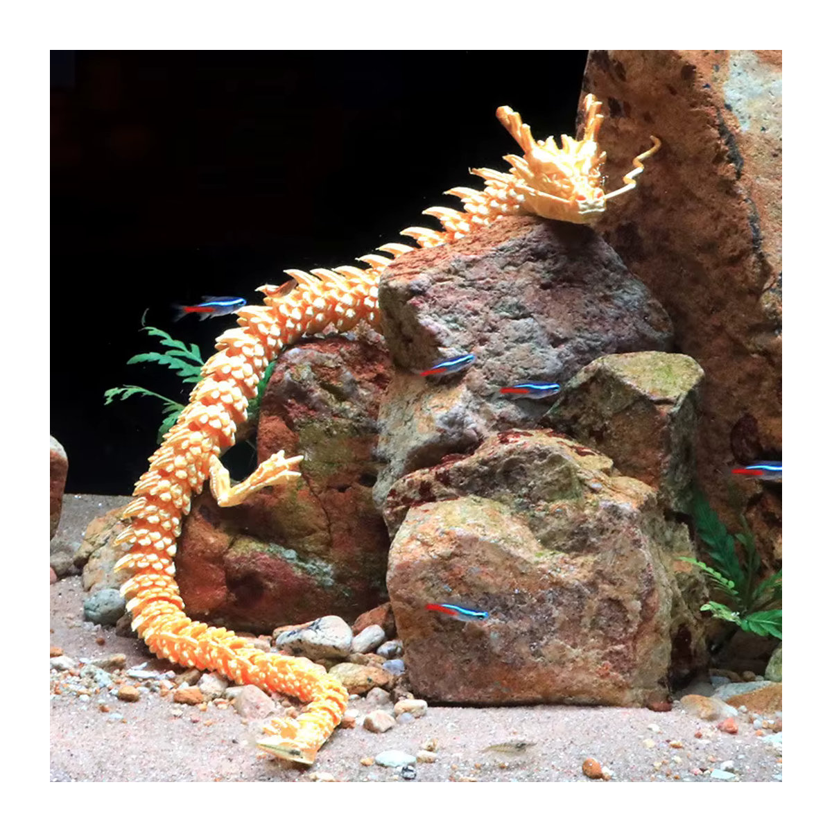 Bewegliches Drachenornament in Multicolor, 3D-gedruckte Aquarium-Dekoration und Steingarten-Landschaftsbau-Figur, Höhe: 30 cm - Bild 4
