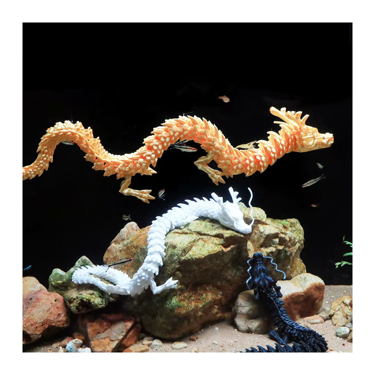 Bewegliches Drachenornament in Multicolor, 3D-gedruckte Aquarium-Dekoration und Steingarten-Landschaftsbau-Figur, Höhe: 30 cm - Bild 5