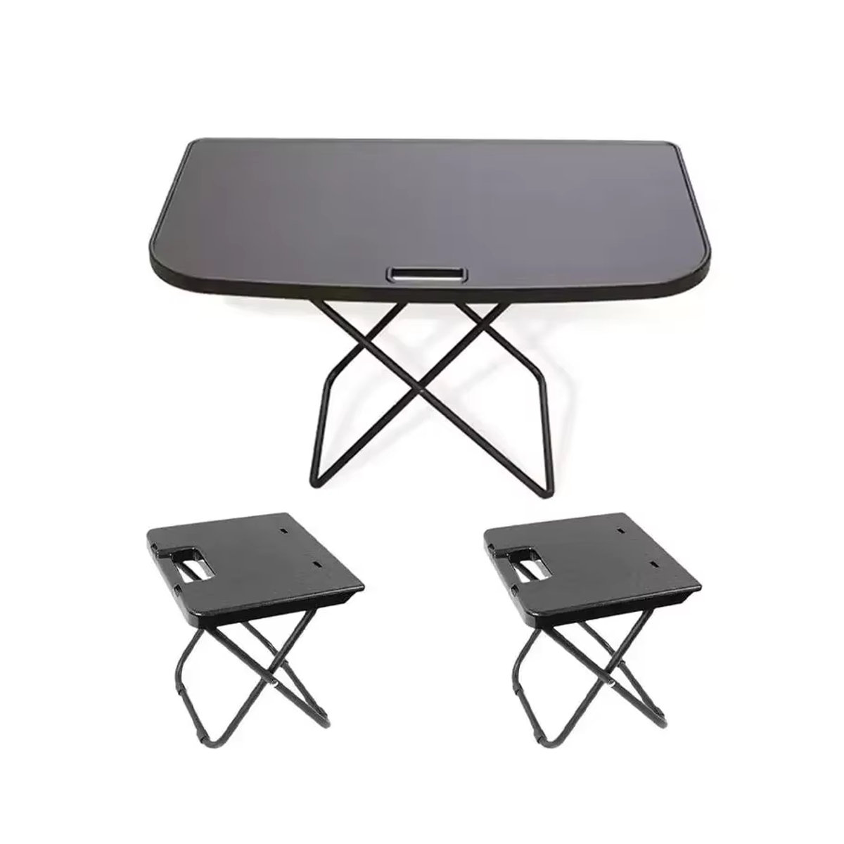 Beworth Tragbarer Camping Tisch mit 2 Stühlen für Tesla Modell 3 und Modell Y Highland 2024, Schwarz, Minimalistisches Design - Bild 1