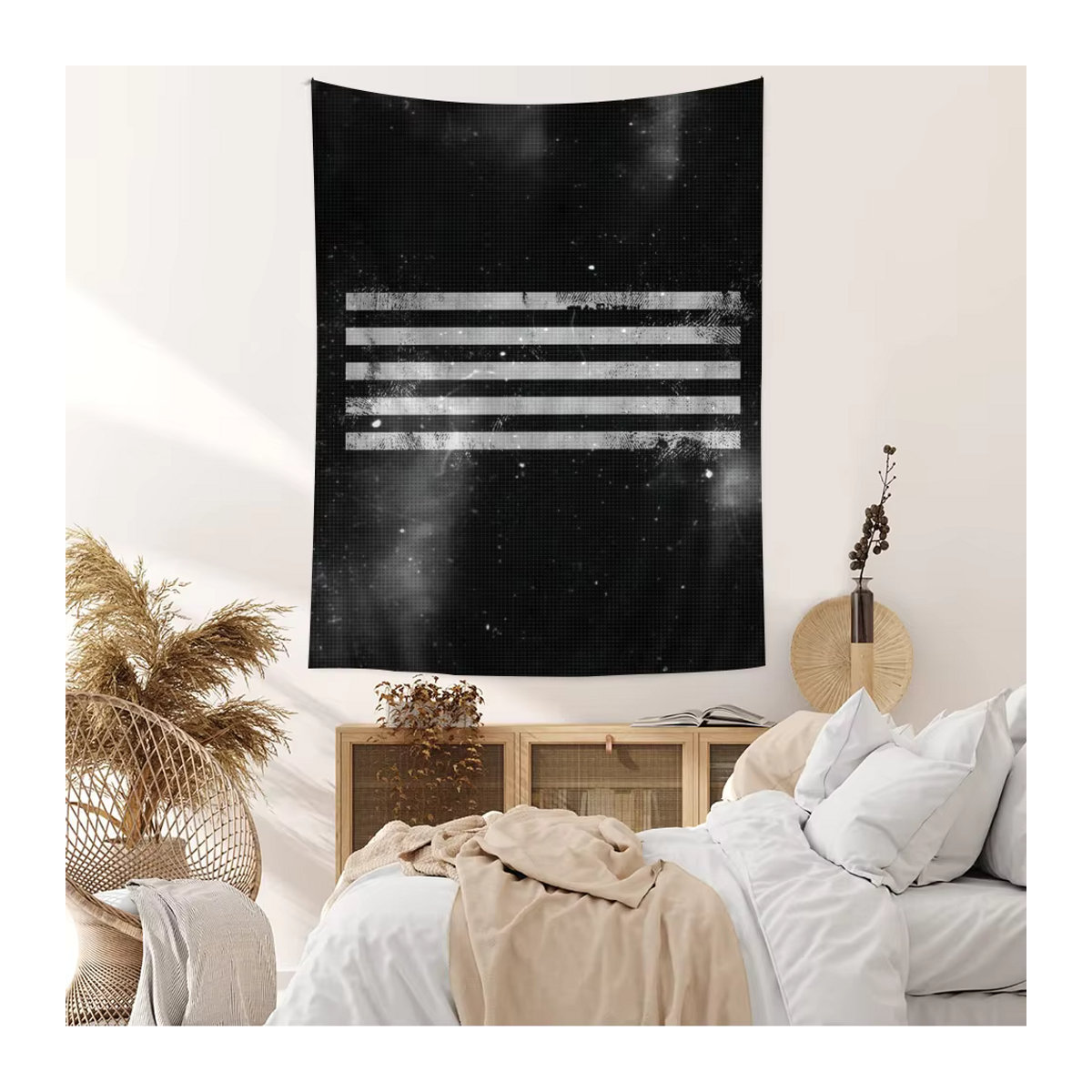 Bigbang Wandbehang Anime Tarot Design in Schwarz, Boho Wandteppich mit floralem Blättermuster, B/H: 80 x 110 cm - Bild 2