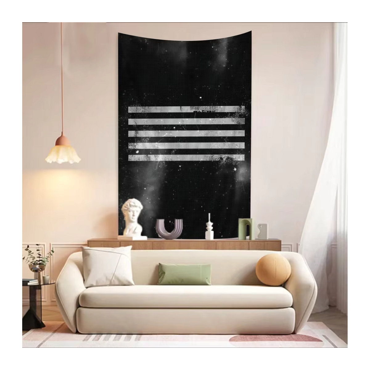 Bigbang Wandbehang Anime Tarot Design in Schwarz, Boho Wandteppich mit floralem Blättermuster, B/H: 80 x 110 cm - Bild 4