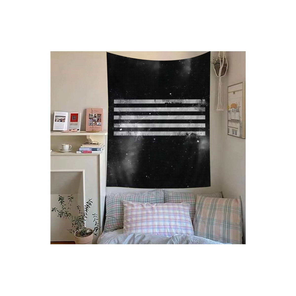 Bigbang Wandbehang Anime Tarot Design in Schwarz, Boho Wandteppich mit floralem Blättermuster, B/H: 80 x 110 cm - Bild 5