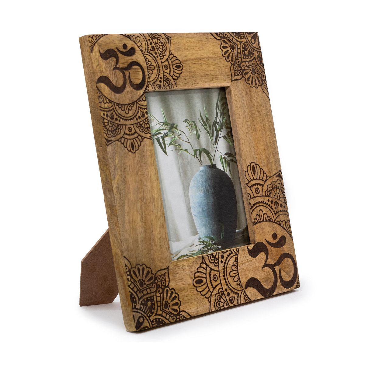 Bilderrahmen SHAMTAM aus Mangoholz mit Mandala-Design in Schwarz, B: 13 cm, H: 18 cm - Bild 2