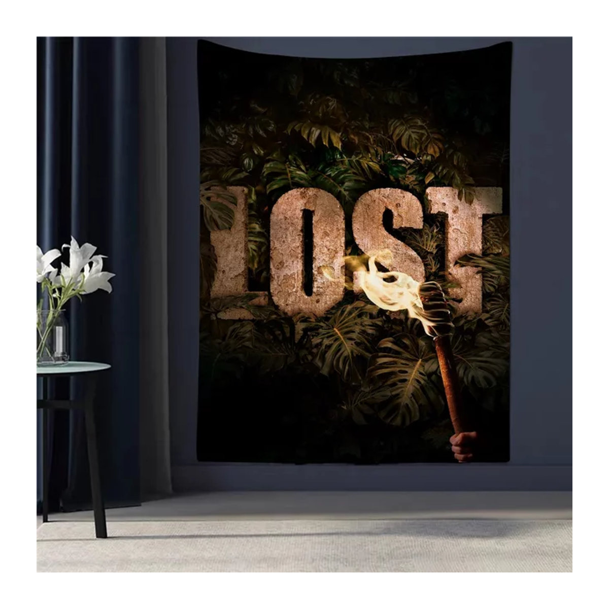 Bilibili Lost Anime Wandteppich im Bohemian-Stil mit floralem Design, mehrfarbig, B/H: 70 x 70 cm - Bild 1