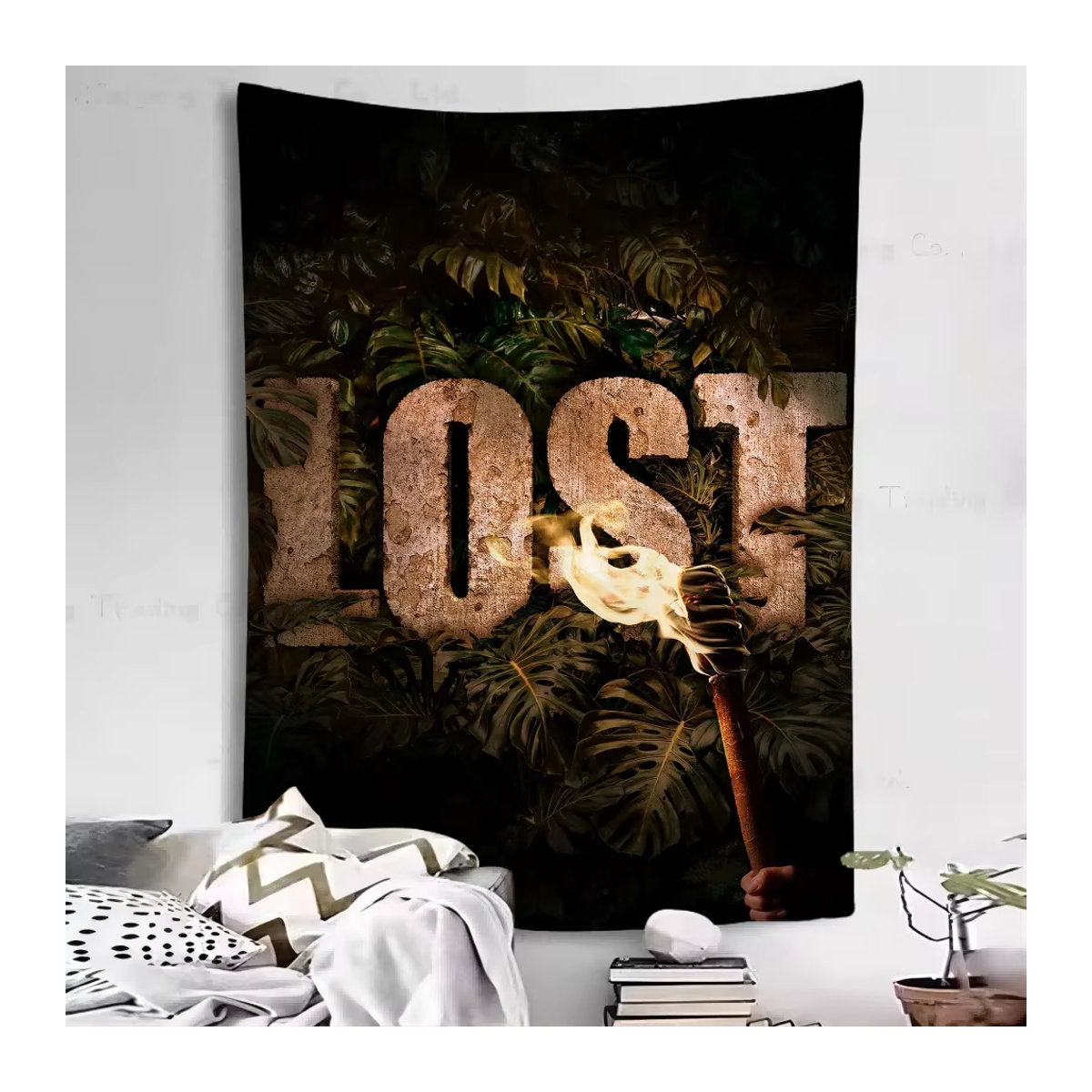 Bilibili Lost Anime Wandteppich im Bohemian-Stil mit floralem Design, mehrfarbig, B/H: 70 x 70 cm - Bild 2