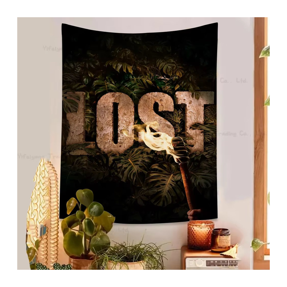Bilibili Lost Anime Wandteppich im Bohemian-Stil mit floralem Design, mehrfarbig, B/H: 70 x 70 cm - Bild 3