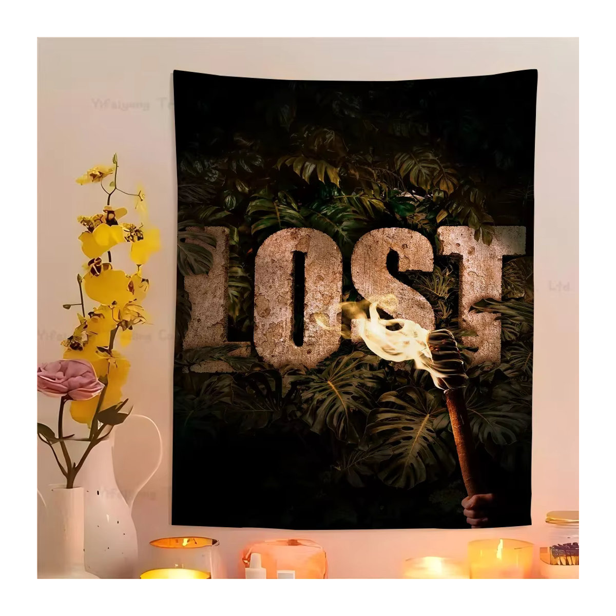 Bilibili Lost Anime Wandteppich im Bohemian-Stil mit floralem Design, mehrfarbig, B/H: 70 x 70 cm - Bild 6