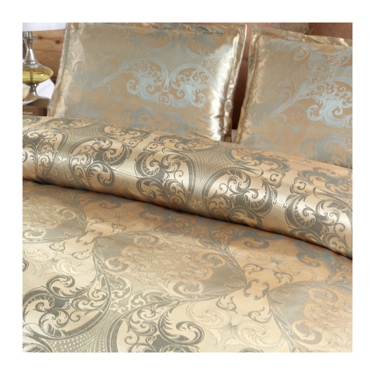 Bin Chi Textiles 3-teiliges Satin Bettwäsche-Set mit Floral Jacquard Muster, seidenähnlich, B/H: 135 x 200 cm - Bild 1
