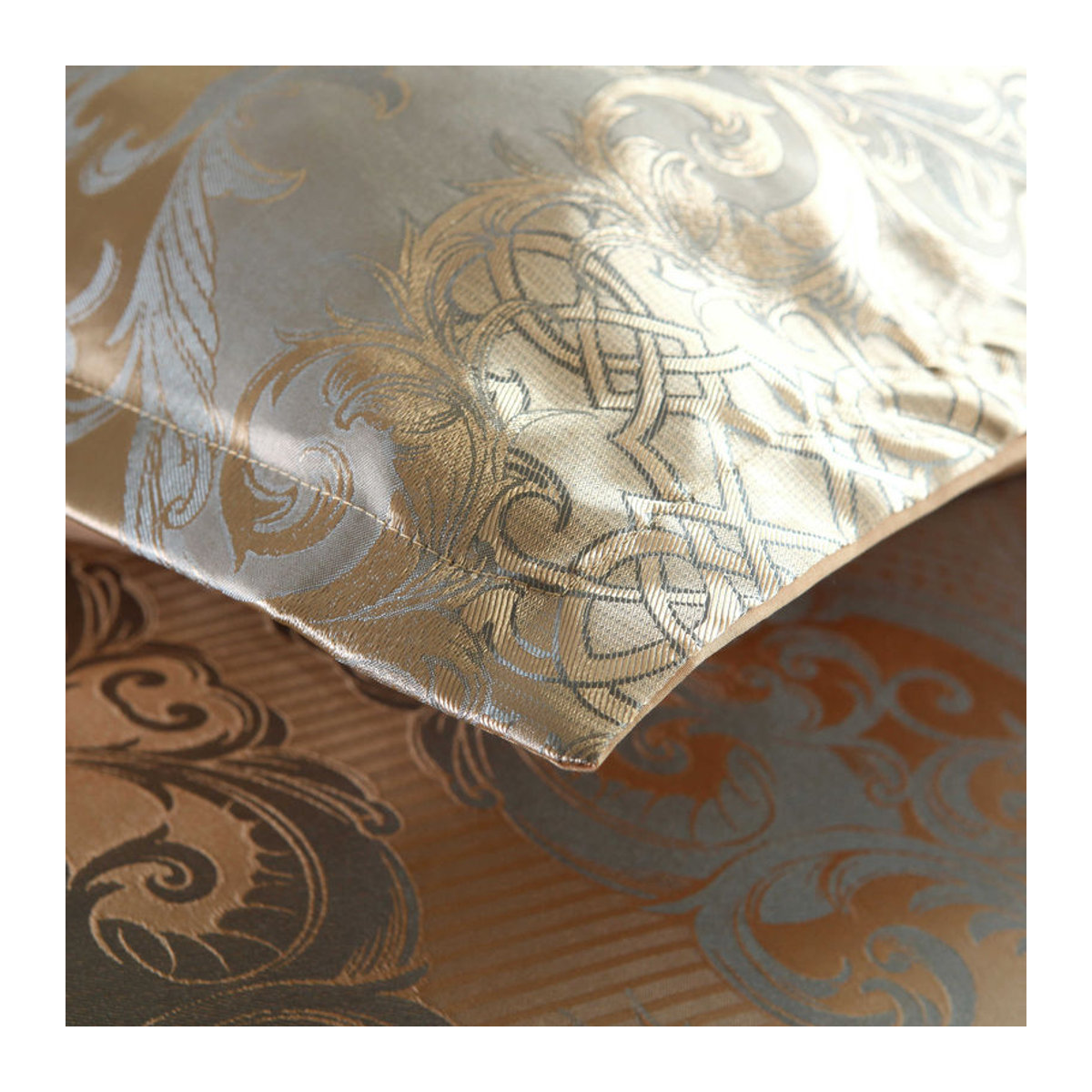 Bin Chi Textiles 3-teiliges Satin Bettwäsche-Set mit Floral Jacquard Muster, seidenähnlich, B/H: 135 x 200 cm - Bild 2