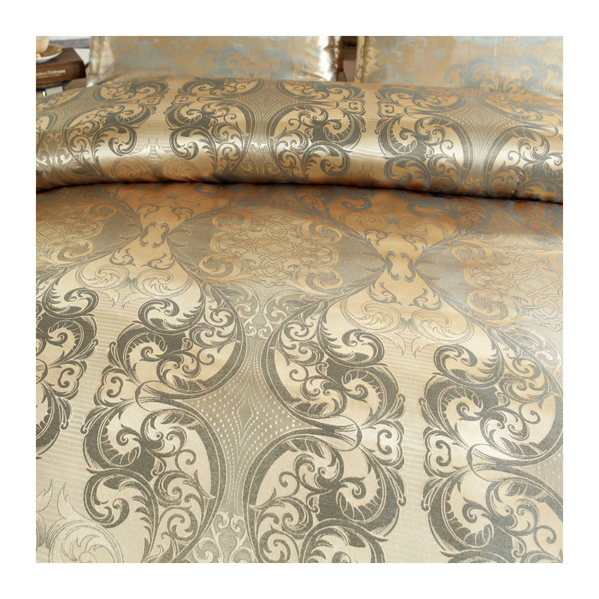 Bin Chi Textiles 3-teiliges Satin Bettwäsche-Set mit Floral Jacquard Muster, seidenähnlich, B/H: 135 x 200 cm - Bild 3