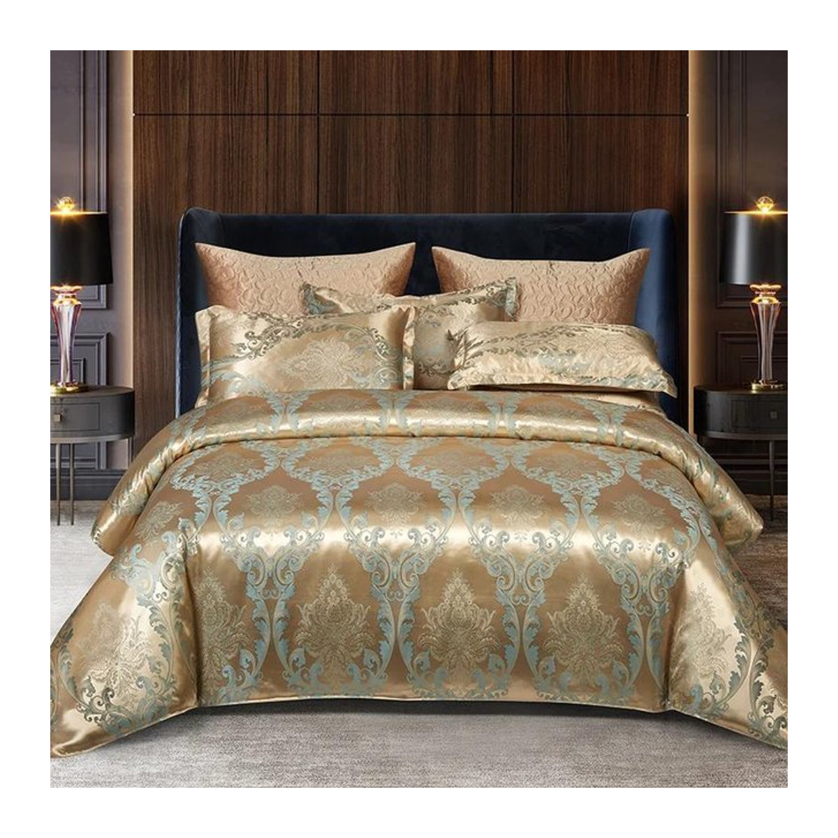 Bin Chi Textiles Jacquard-Bettwäscheset aus Satin in 220 x 240 cm, 4-teiliges Set für Kingsize- und Queen-Size-Betten - Bild 1