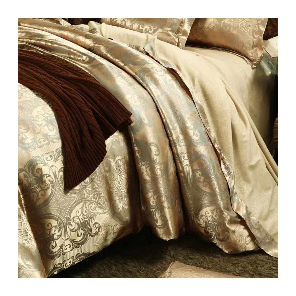 Bin Chi Textiles Luxus Satin Jacquard Bettwäsche Set in High End Qualität - Bild 3