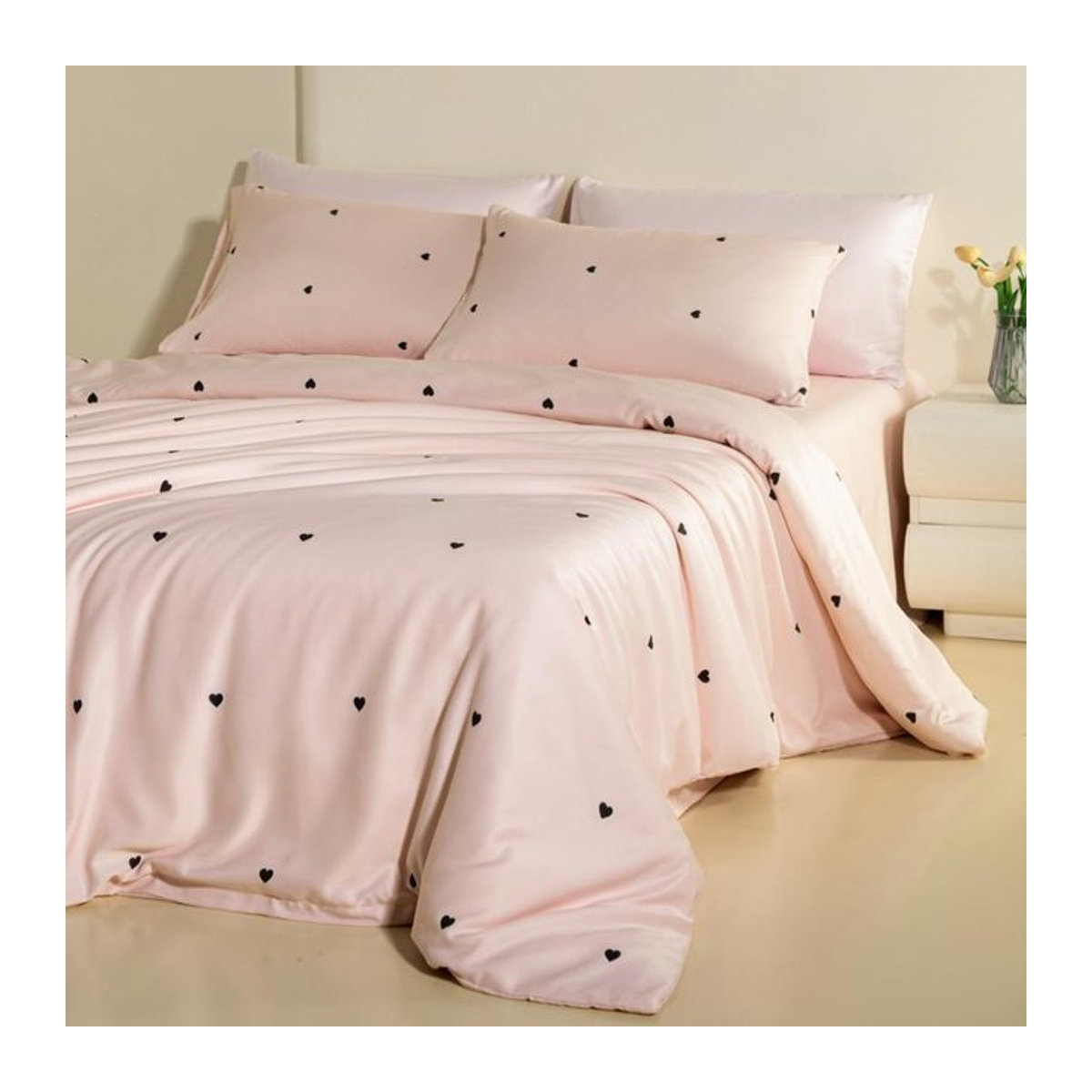 Bin Chi Textiles Seidiges Bettwäscheset aus gewaschener Seide mit Bettbezug, Spannbettlaken und Kissenbezug - Bild 1