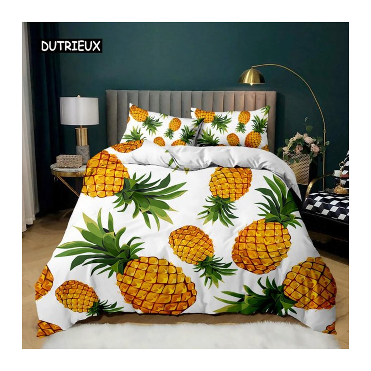 Binchi Bettwäsche-Set Ananas Tropisches Design, Weiß und Gelb, Polyester, B/H: 135 x 200 cm - Bild 1