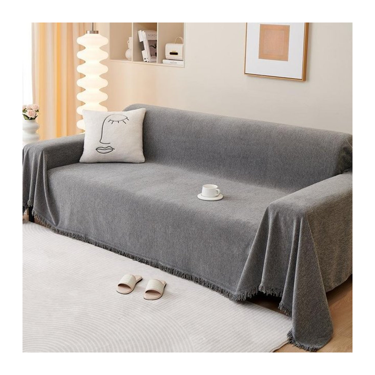 Binchi Chenille Sofabezug mit Fischgrätmuster als universeller Staubschutzbezug und Sofadecke, B/B: 180 x 130 cm - Bild 1
