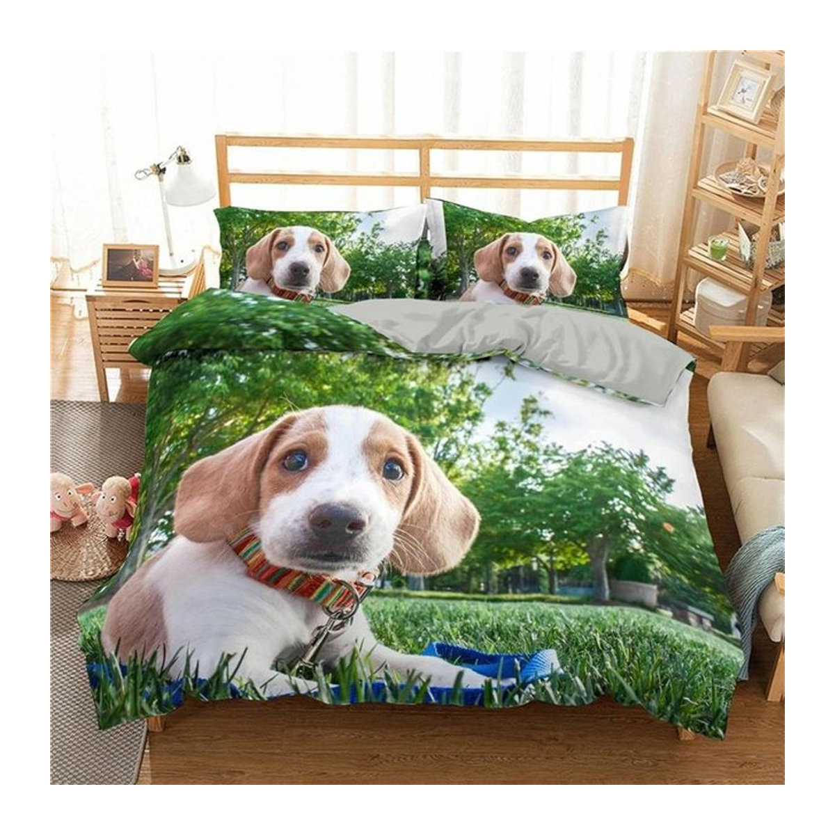 Binchi Fitness 3D-Bettwäscheset mit Hundemotiv in Schwarz, 2-teilig, Breite: 133 cm, Länge: 200 cm (70x133cm im Text angegeben) - Bild 1
