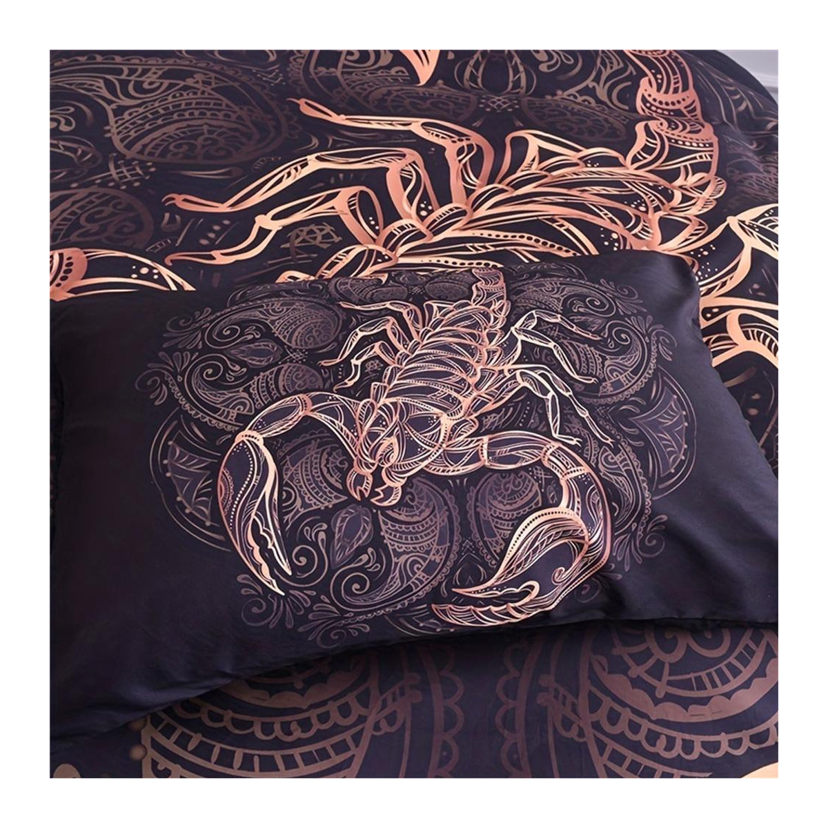 Binchi Fitness Bettwäsche-Set mit Skorpion-Sternbild-Druck in Schwarz und Gold, 2/3-teilig, B/H: 135 x 200 cm - Bild 3