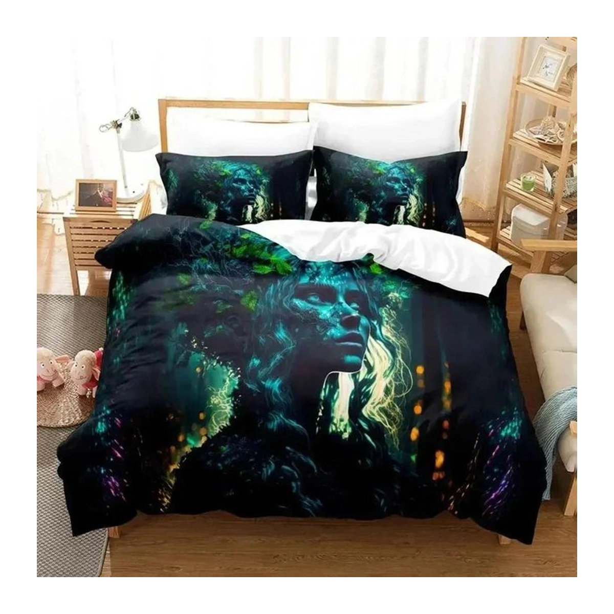 Binchi Fitness Bettwäsche-Set Mutter Erde 3D-Druck in Schwarz mit Reißverschluss, Größe: 70 x 133 cm - Bild 1