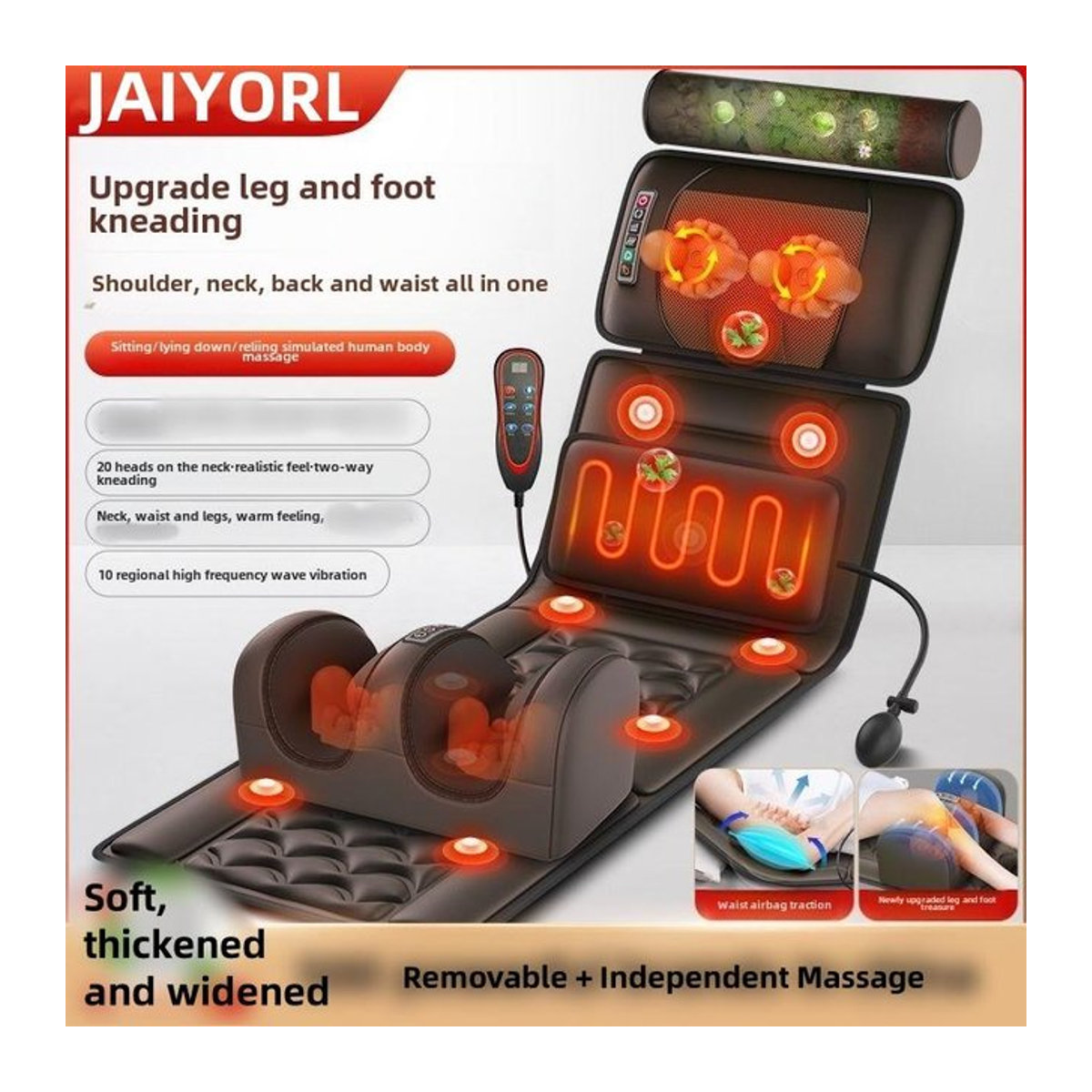 Binchi Health Electronics Multifunktionale Elektrische Massage-Matratzenauflage mit Lendenwirbel-Traktion und Ganzkörper-Vibrationen in Schwarz - Bild 1