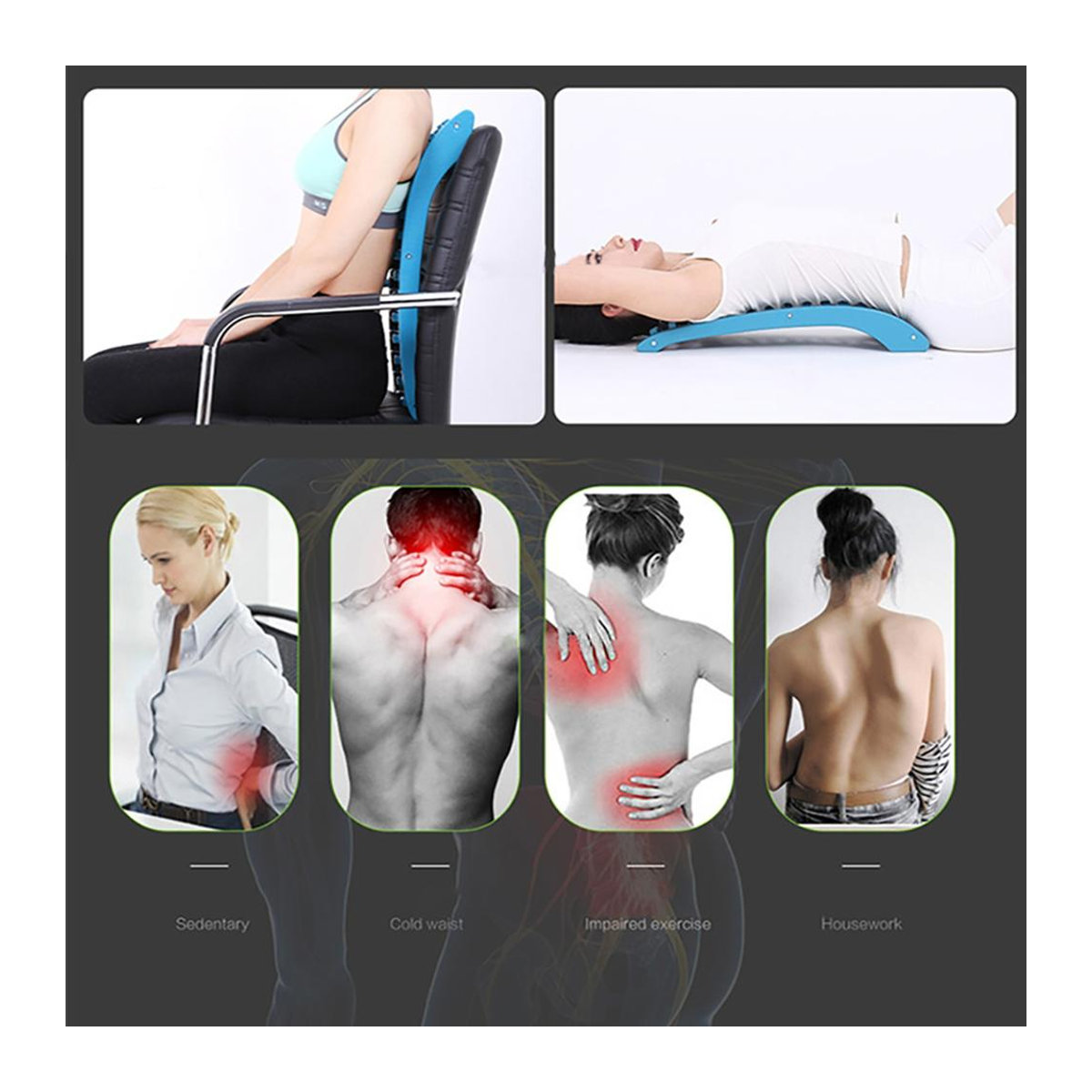 Binchi Health Electronics Rückenmassage Magischer Dehner Fitnessgerät zur Lendenwirbeldehnung und Wirbelsäulenkorrektur in Blau - Bild 3