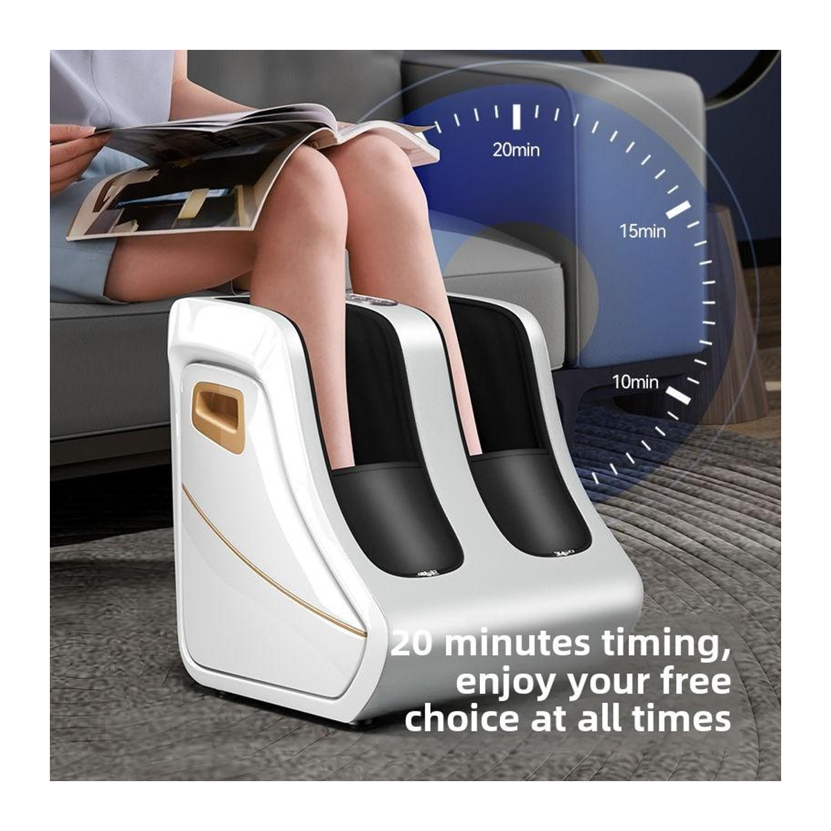 Binchi Health Electronics Shiatsu Fuß- und Wadenmassagegerät mit Wärme und Kompression in Gold und Weiß - Bild 4