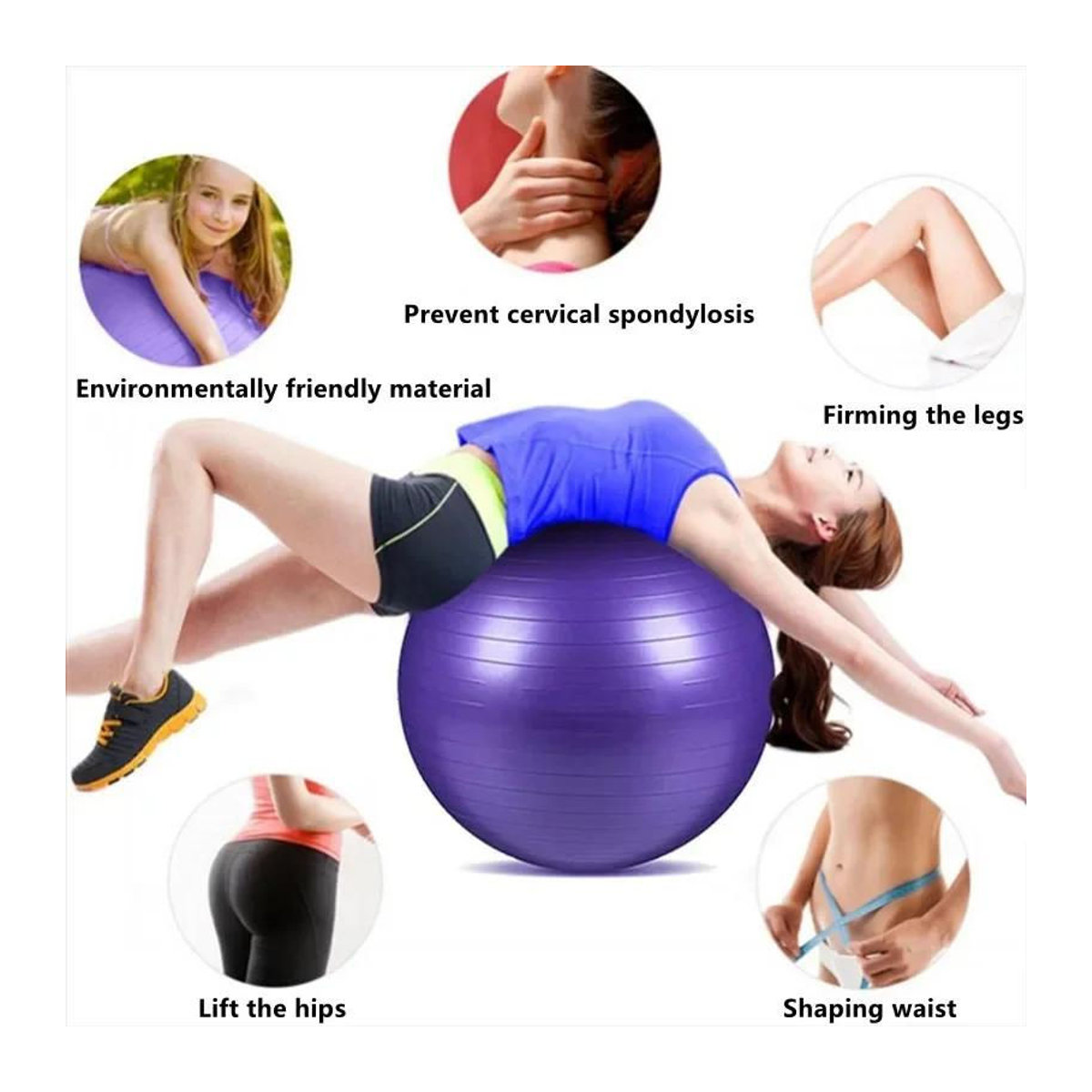 Binchi Keji Travel Yoga-Ball aus verdicktem PVC für Fitness, Pilates und Balance, aufblasbar, Durchmesser: 45 bis 85 cm, erhältlich in Lila, Rosa, Grau, Blau und Rot - Bild 2