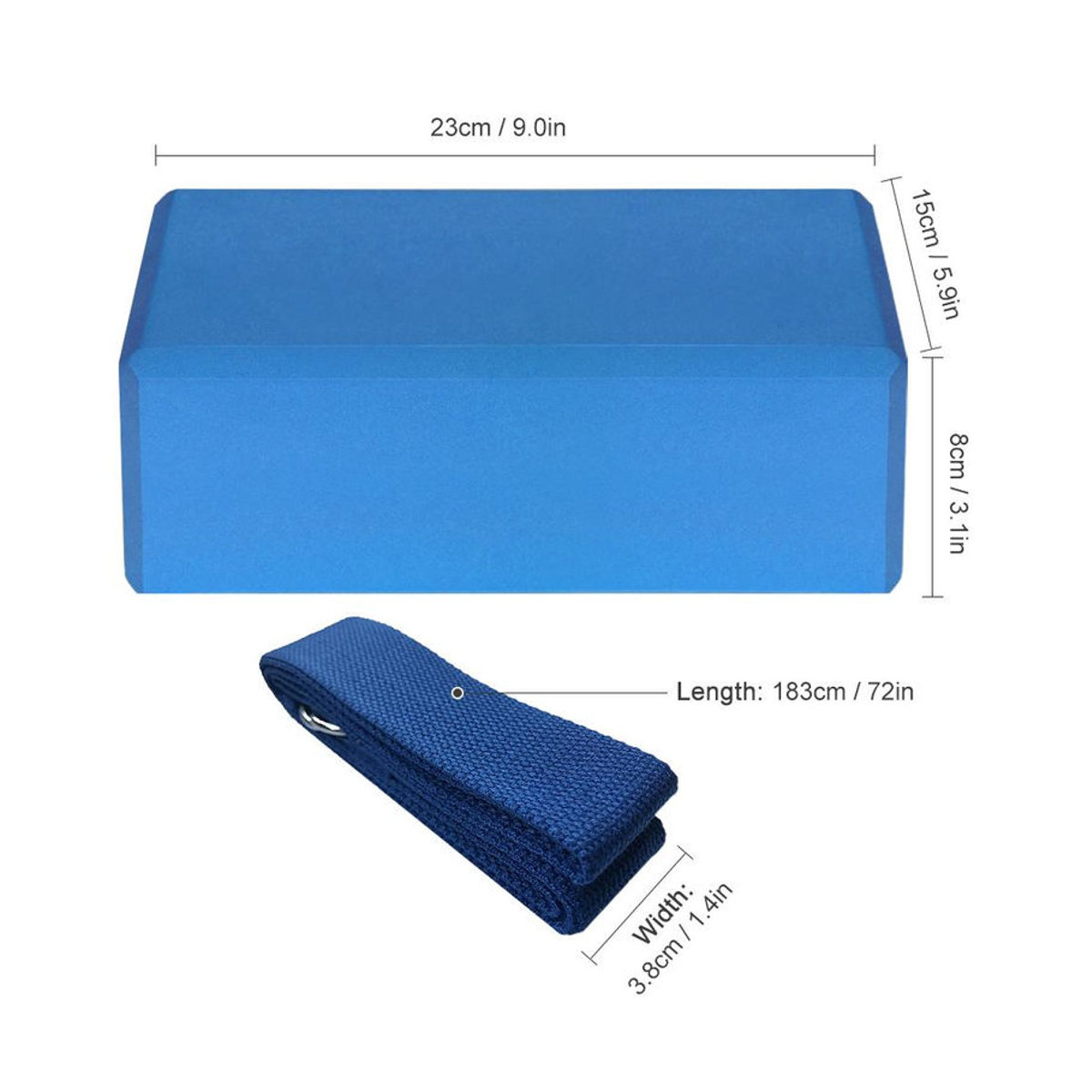Binchi Keji Travel Yoga Block Set aus EVA Schaumstoff mit Yoga Gurt in Blau und Bunt für dein Fitness Training zu Hause - Bild 2