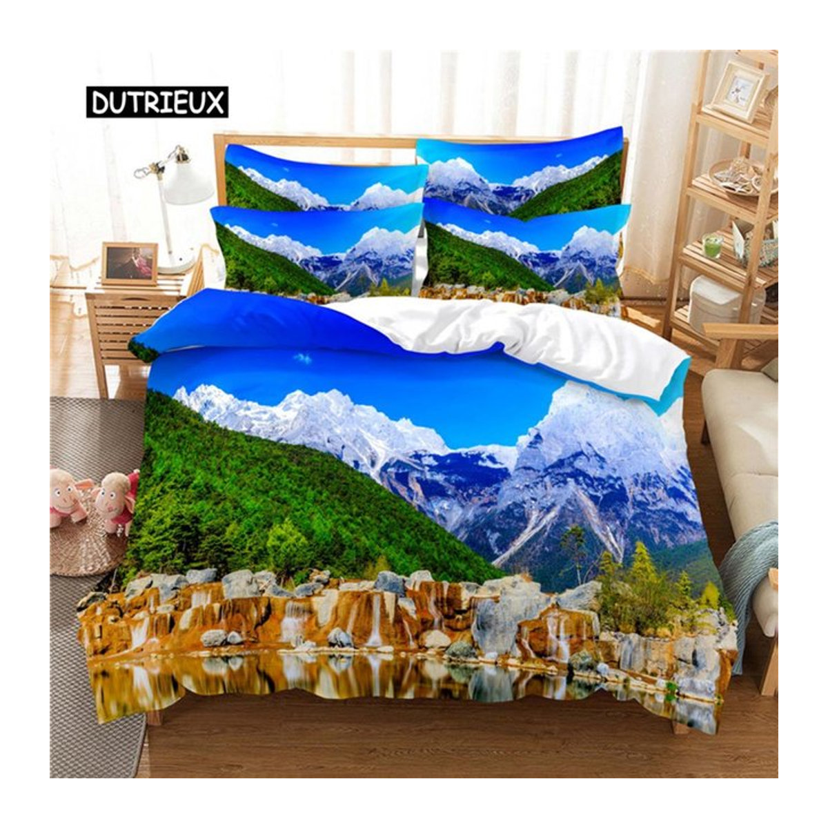 Binchi Landschaft Bettwäsche Set mit 3D Digitaldruck und Reißverschluss, Multicolor, B/H: 135 x 200 cm - Bild 1