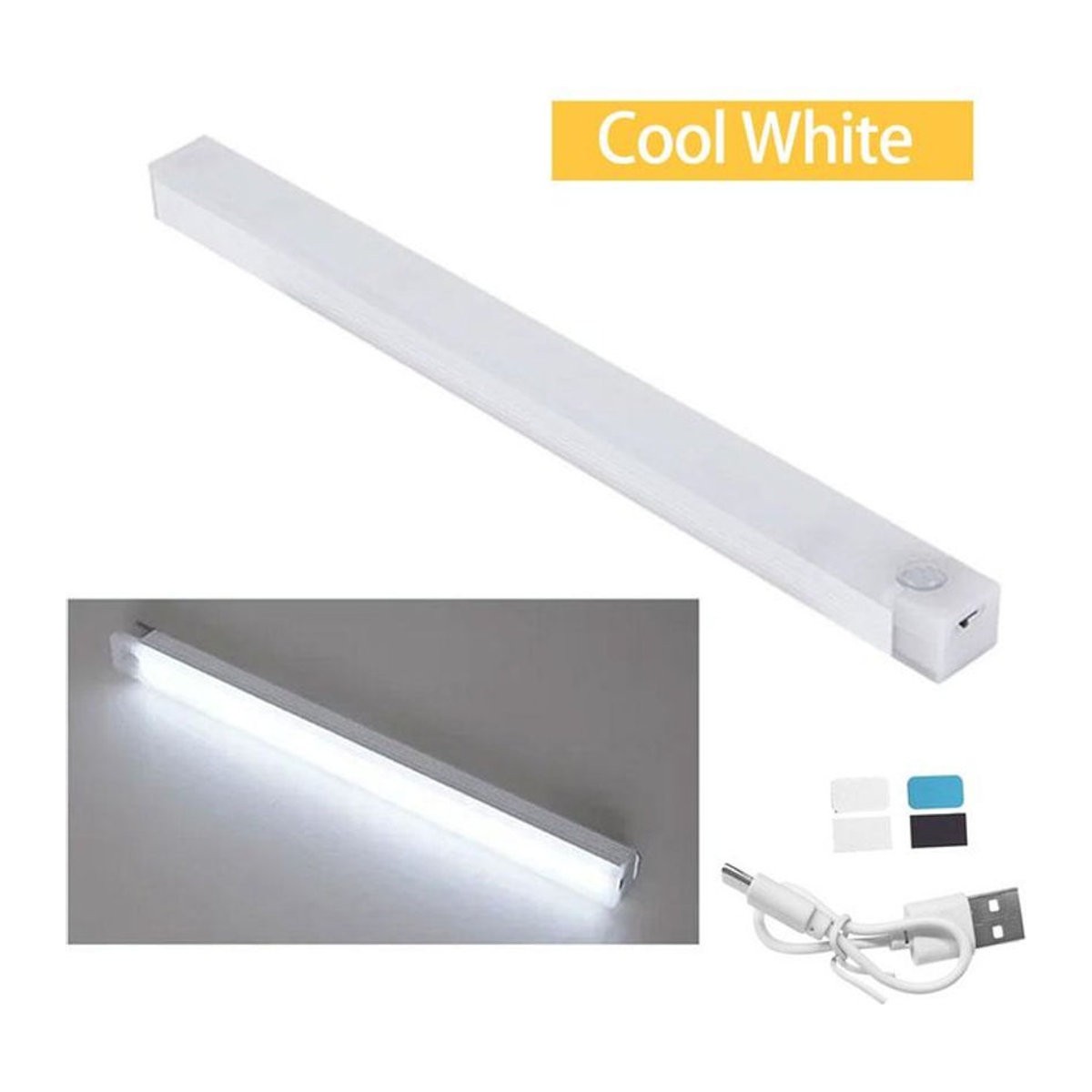 Binchi Lighting Appliances Kabellose LED Nachtlicht mit Bewegungsmelder, wiederaufladbare Magnetlampe für Schränke und Küchenbeleuchtung, Weiß, Länge: 50 cm - Bild 1