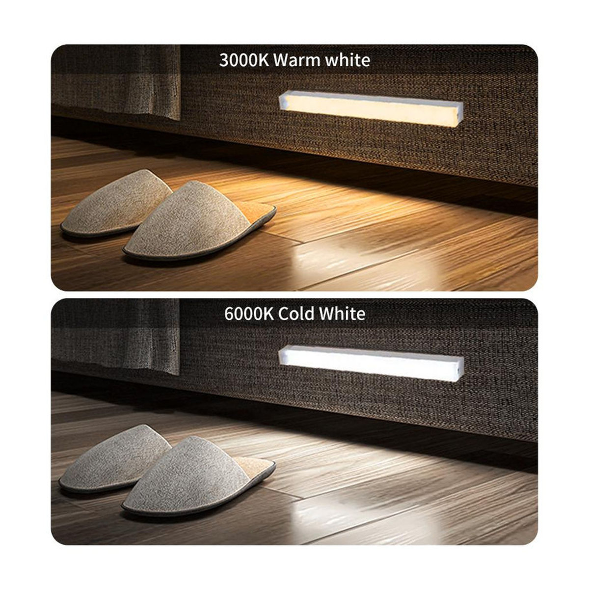 Binchi Lighting Appliances Kabellose LED Nachtlicht mit Bewegungsmelder, wiederaufladbare Magnetlampe für Schränke und Küchenbeleuchtung, Weiß, Länge: 50 cm - Bild 4