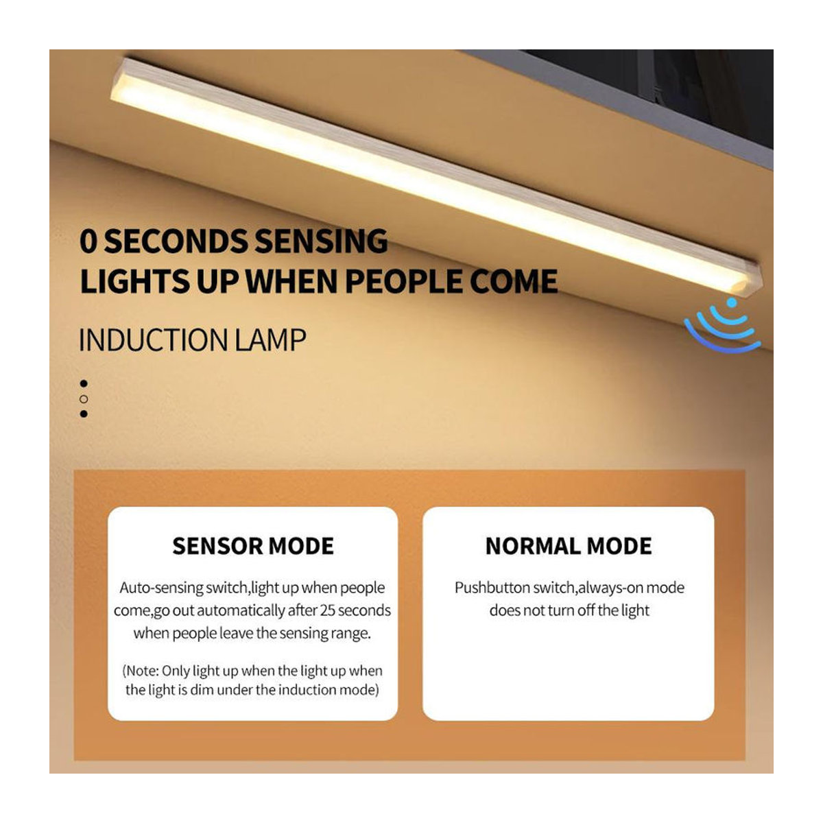 Binchi Lighting Appliances Kabellose LED Nachtlicht mit Bewegungsmelder, wiederaufladbare Magnetlampe für Schränke und Küchenbeleuchtung, Weiß, Länge: 50 cm - Bild 5
