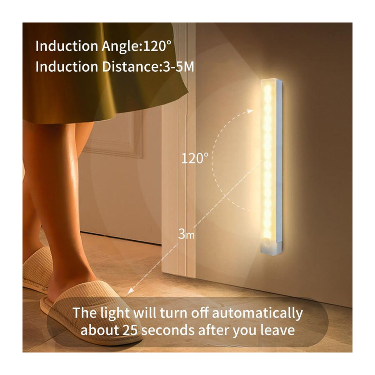 Binchi Lighting Appliances Kabellose LED Nachtlicht mit Bewegungsmelder, wiederaufladbare Magnetlampe für Schränke und Küchenbeleuchtung, Weiß, Länge: 50 cm - Bild 6