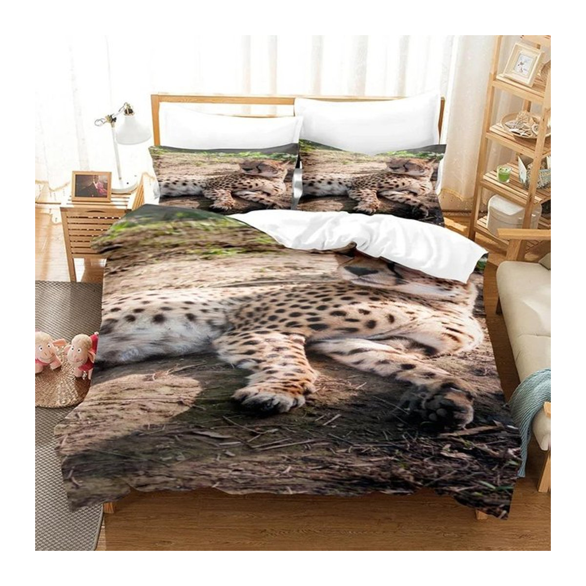 Binchi Outdoor Bettwäsche-Set Panther-Design in Schwarz mit Reißverschluss, 2-teilig, B: 133 cm, H: 70 cm - Bild 1