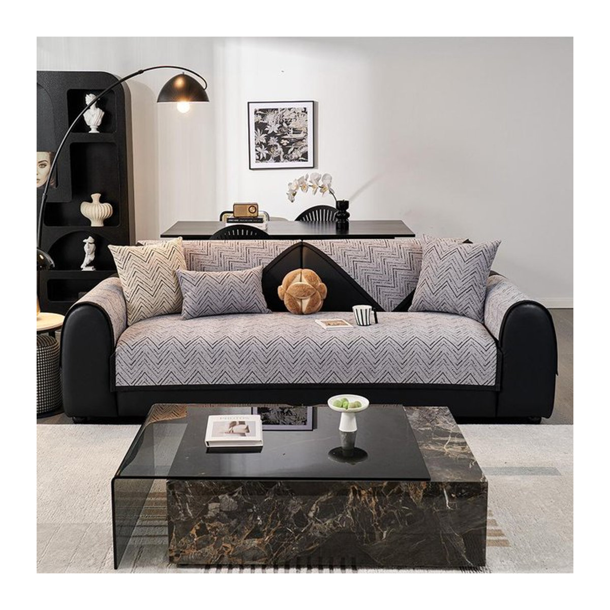 Binchi Outdoor Equipment Anti-Rutsch Sitzkissen für Sofa und Ledersofa mit Vollbezug, Grau, 70 x 70 cm - Bild 1
