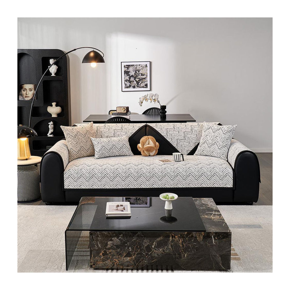 Binchi Outdoor Equipment Anti-Rutsch Sitzkissen für Sofa und Ledersofa mit Vollbezug, Grau, 70 x 70 cm - Bild 2