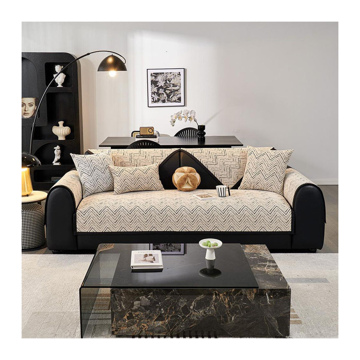 Binchi Outdoor Equipment Anti-Rutsch Sitzkissen für Sofa und Ledersofa mit Vollbezug, Grau, 70 x 70 cm - Bild 4