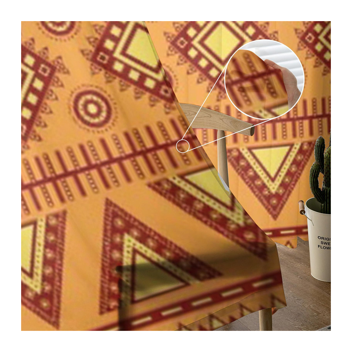 Binchi Outdoor Equipment Aztekische Voile Organza Vorhänge Multicolor B: 135 cm, H: 114 cm - Bild 2