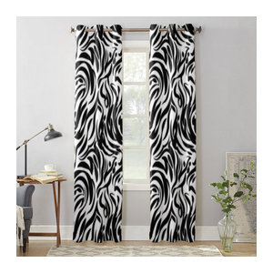 Binchi Outdoor Equipment Fenster Vorhänge mit abstraktem Zebrahaut-Design, halbtransparent, mehrfarbig, B: 135 cm, H: 92 cm