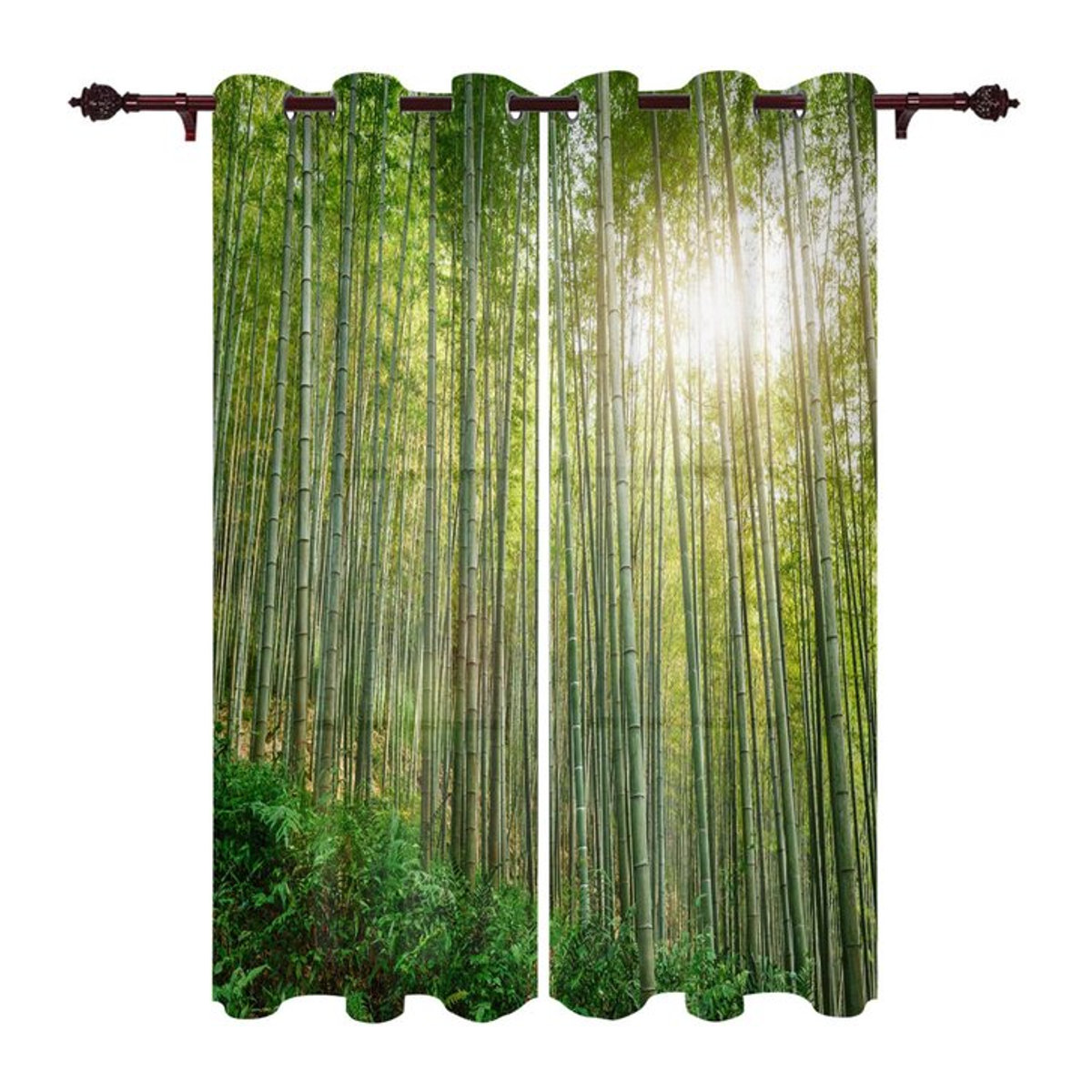 Binchi Outdoor Equipment Fenstervorhang mit goldenen Blättern auf schwarzem Hintergrund, halbtransparent, B: 135 cm, H: 60 cm - Bild 1
