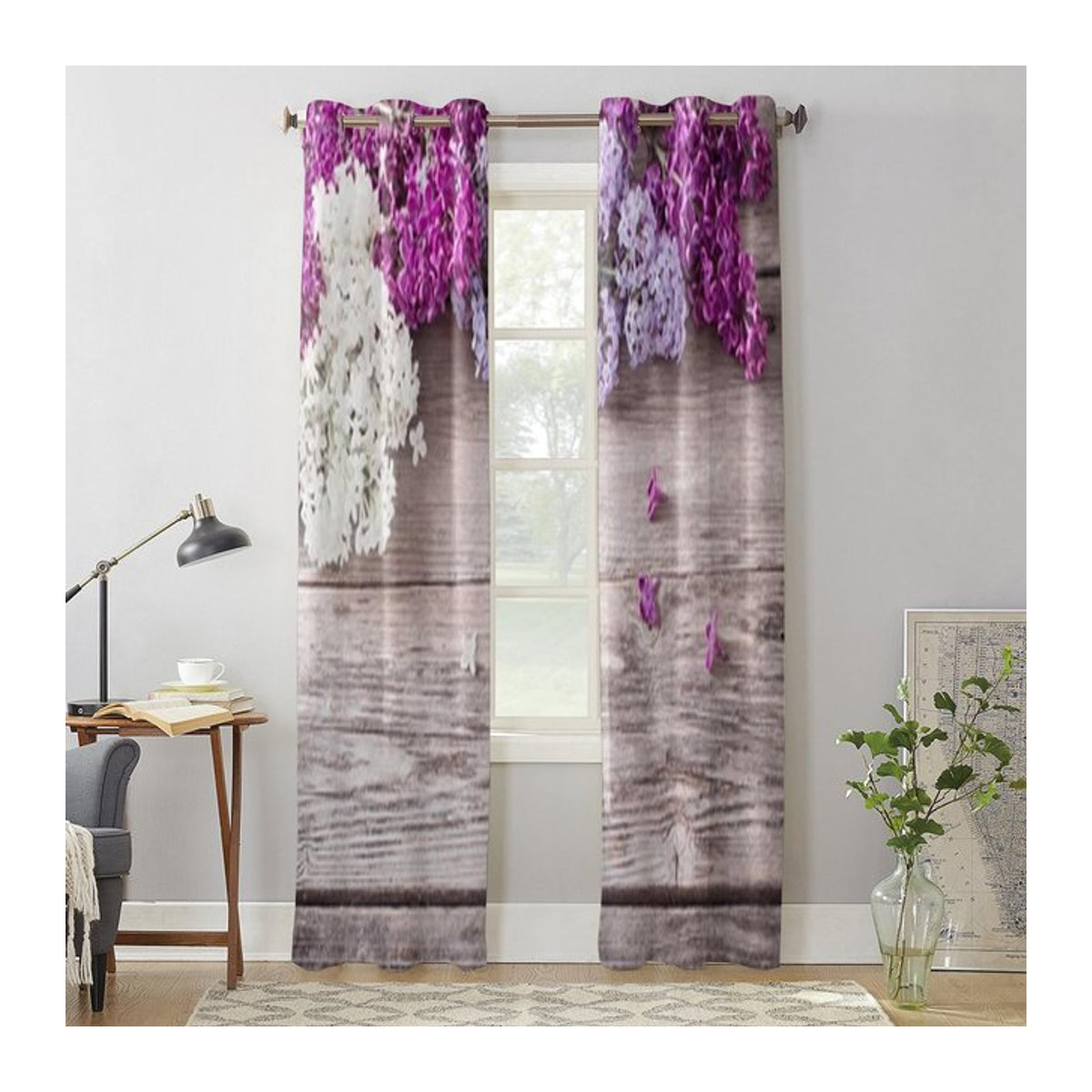 Binchi Outdoor Equipment Halbtransparente Vorhänge in Flieder für Wohnzimmer und Schlafzimmer B: 135 cm, H: 60 cm - Bild 1