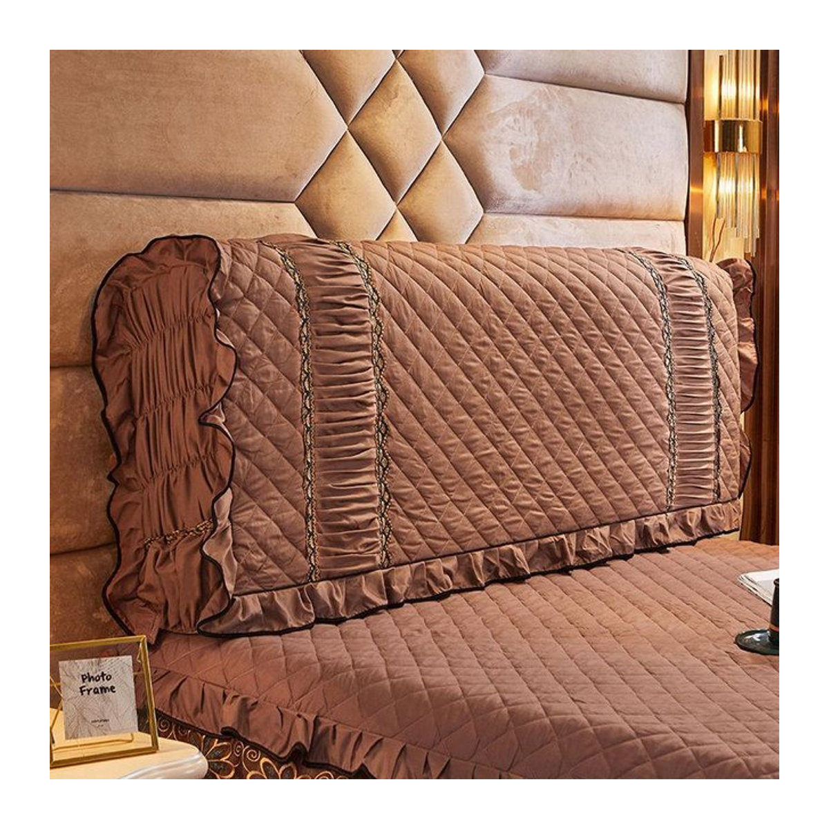Binchi Outdoor Equipment Kopfteilbezug aus weichem Baumwollstoff, gesteppt und staubdicht, B: 150 cm, H: 70 cm - Bild 1