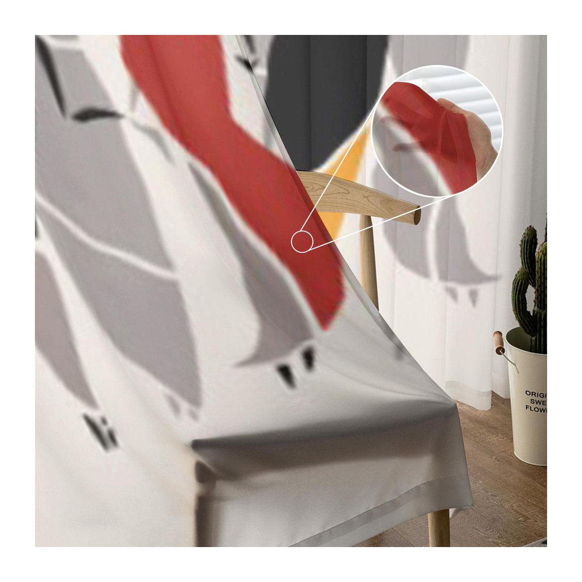 Binchi Outdoor Equipment Transparente Voile-Vorhänge mit Afrikanischer Frau Silhouette für Wohnzimmer, Schlafzimmer und Küche, B: 135 cm, H: 114 cm - Bild 2