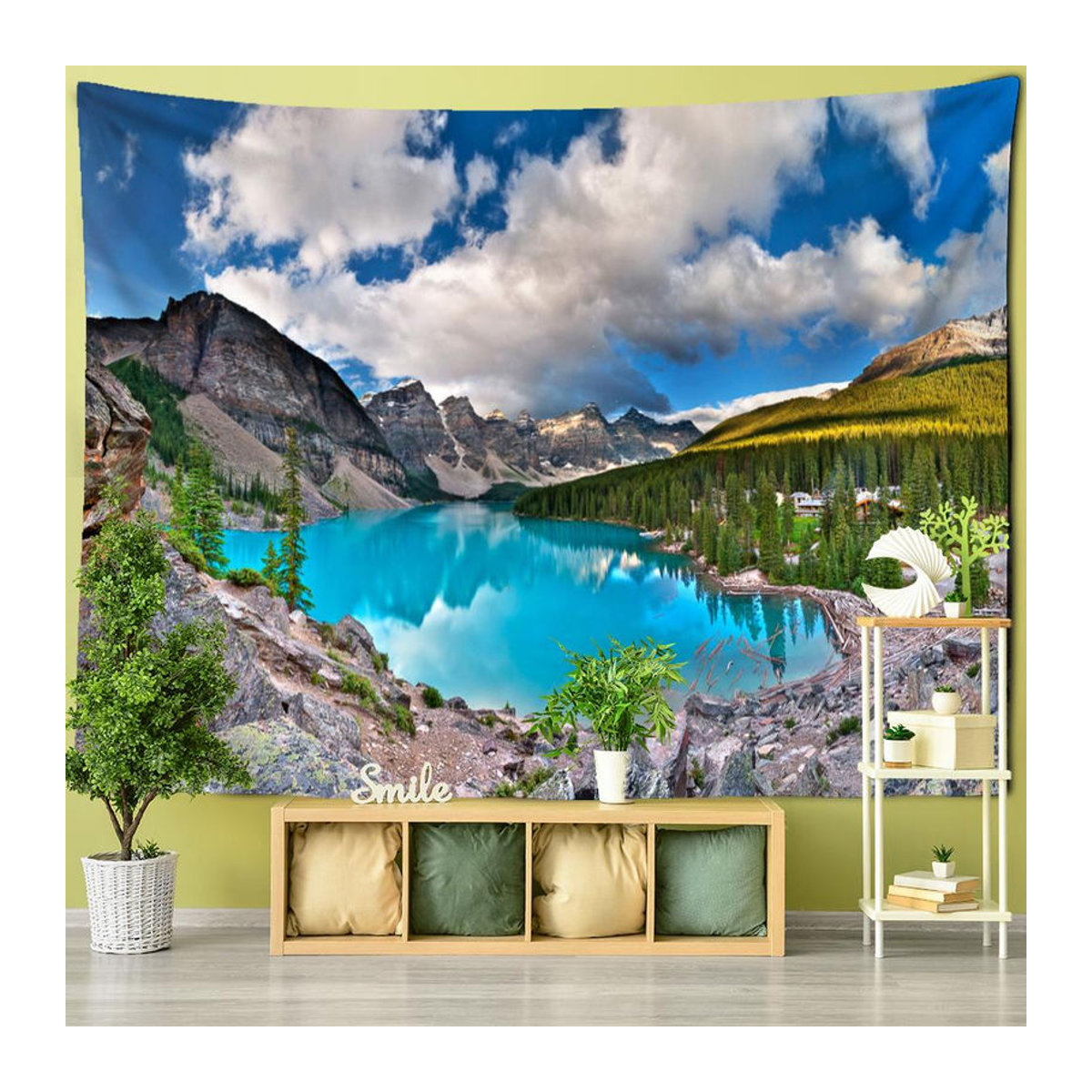 Binchi Outdoor Equipment Wandbehang mit Landschaftsmotiv im Bohemian-Stil, mehrfarbig, B: 95 cm, H: 70 cm - Bild 2