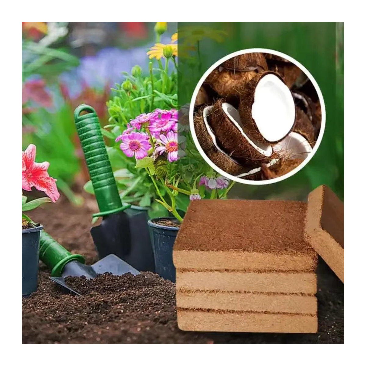 Bio Kokosnuss Ziegel aus komprimierten Kokosfasern für den Garten - Bild 2