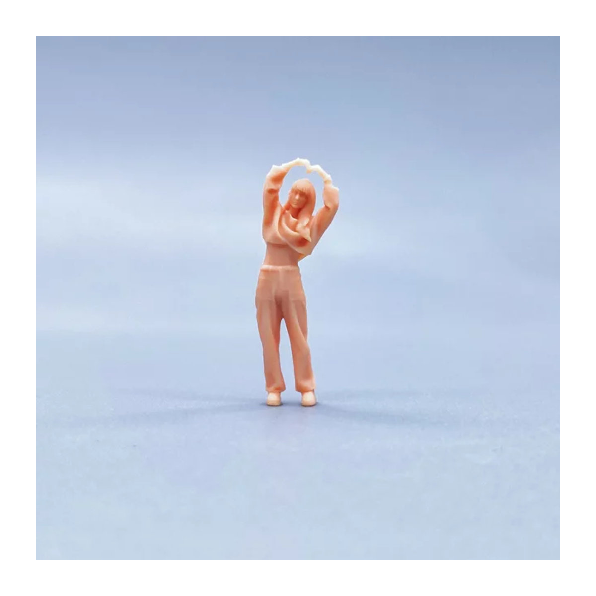 Bixin Süßes Mädchen Modellfigur aus Kunstharz im Maßstab 1/64, beige, unbemalte Miniatur für Diorama - Bild 1