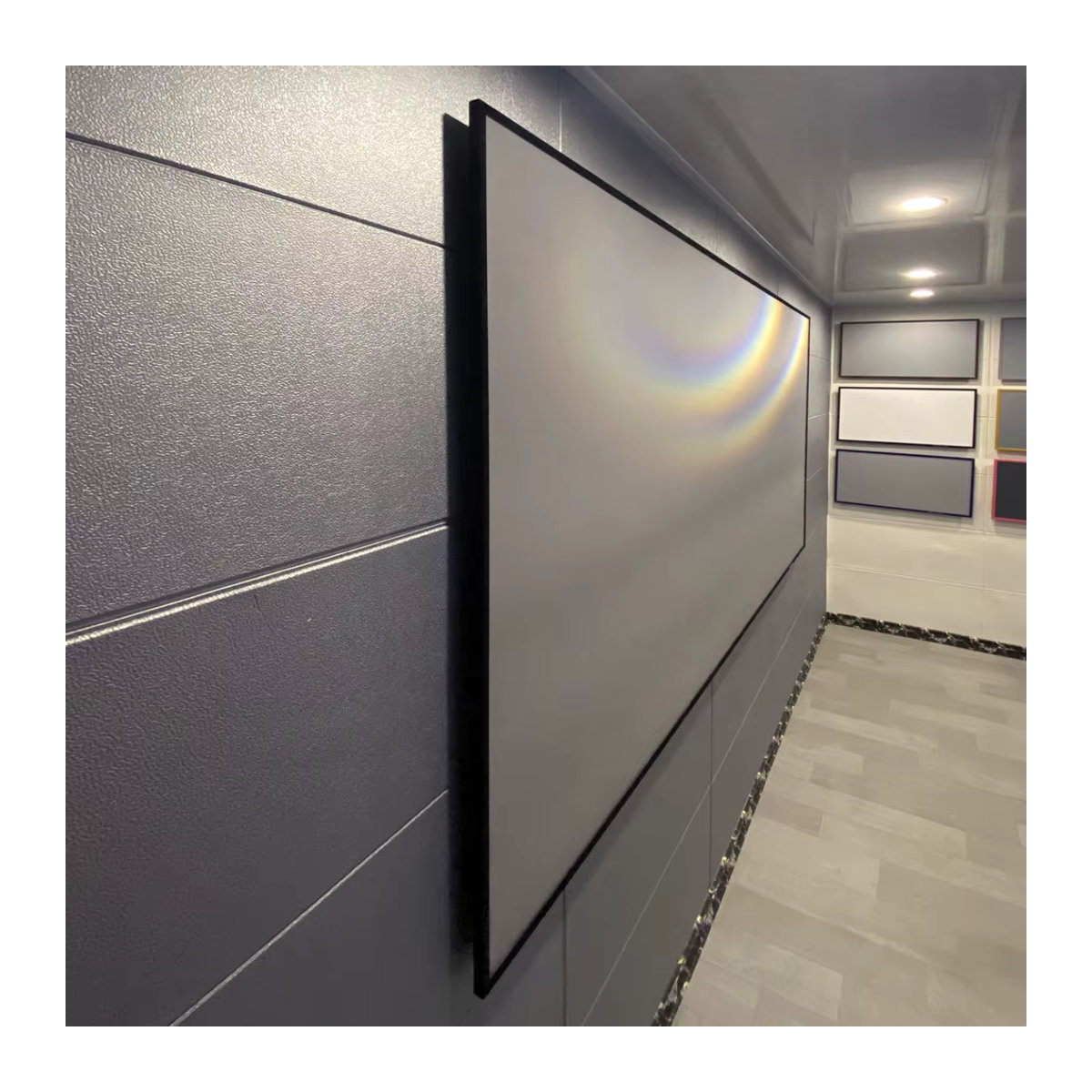 Black Diamond ALR-1.5 Projektionswand mit Umgebungslicht abweisendem Randrahmen für Standard-Langwurfprojektor, Schwarz/Grau, wandmontiert - Bild 2